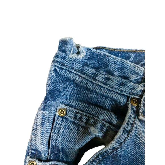 DESTROYED Vintage 90s Y2K WRANGLER Denim Jeans 31x29 ACTUAL Workwear Grunge Dad - Picture 3 of 9